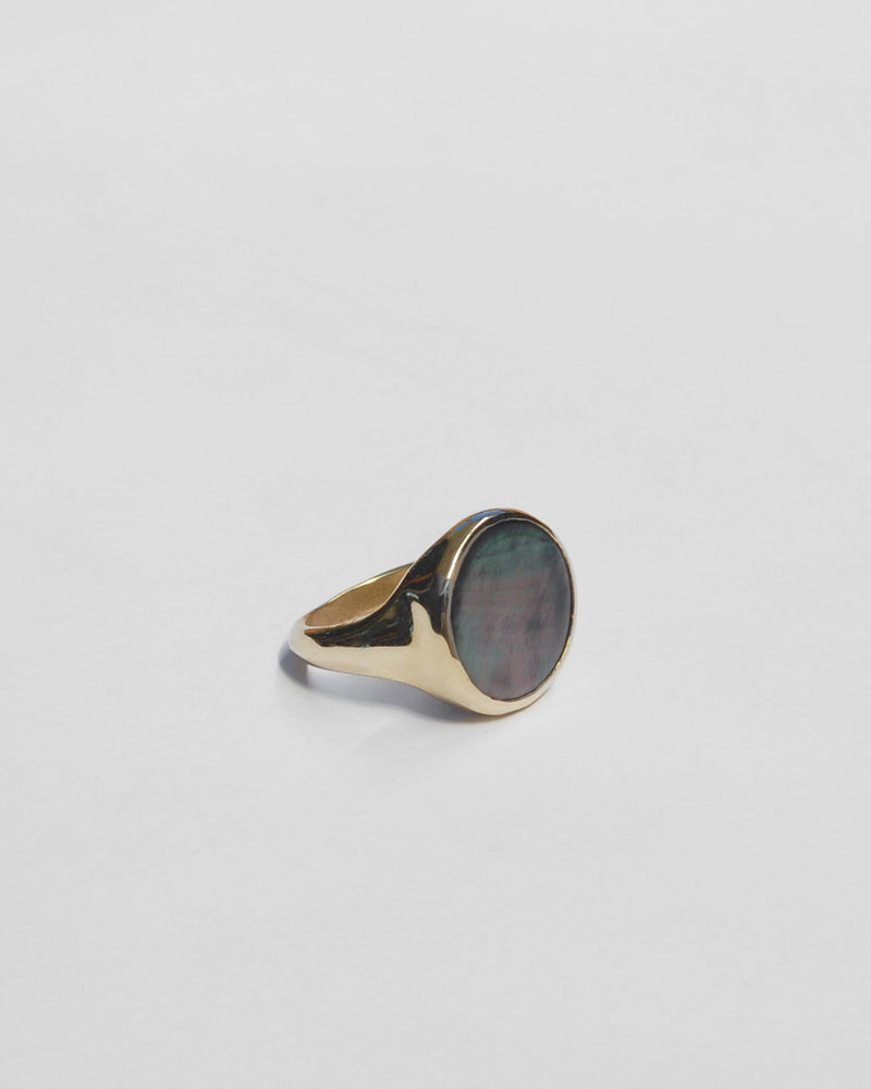 Lacuna Ring in Grey Mother of Pearl