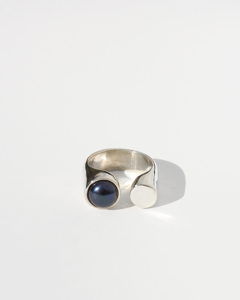 Libra Ring with Black Pearl