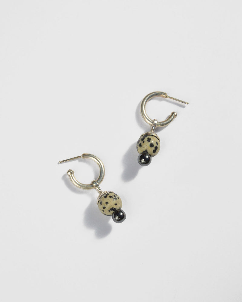 Gunta Earrings in Dalmatian Jasper