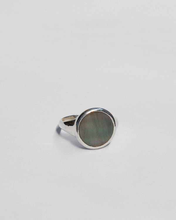Lacuna Ring in Grey Mother of Pearl