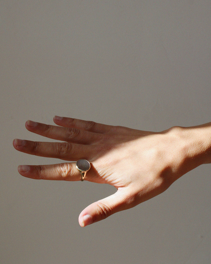 Lacuna Ring in Grey Mother of Pearl & Gold