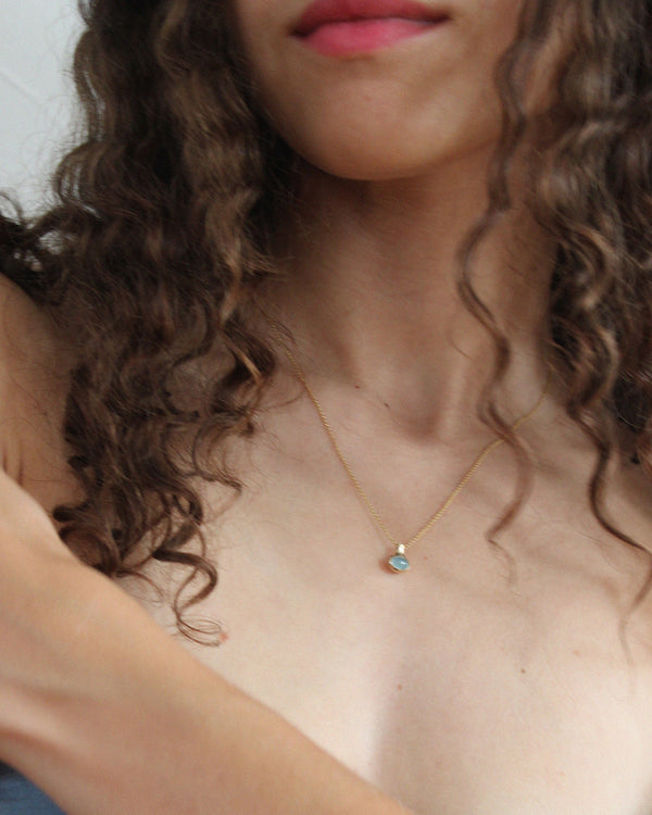 Aquamarine Necklace// 14k Gold